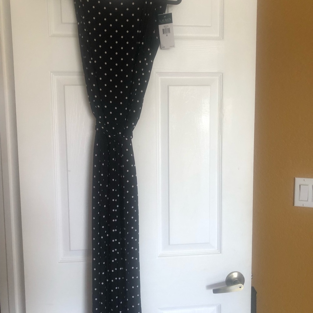 Lauren Ralph Lauren Black Jumpsuit with White Polka Dots